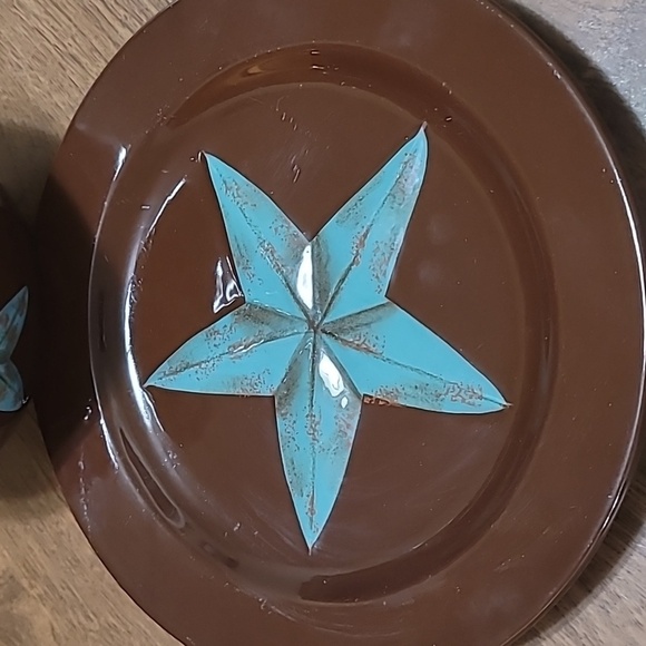Hi End Accents plates/bowl set brown turquoise star - Picture 5 of 16